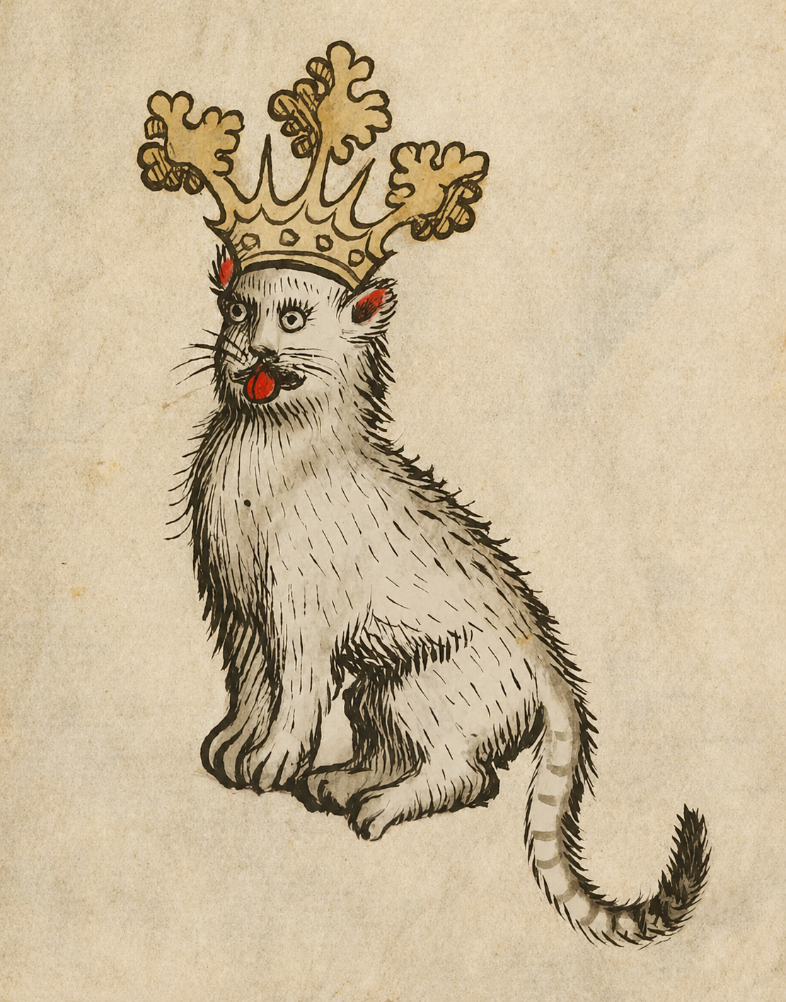 A painted portrait of Alibaba wearing a crown
