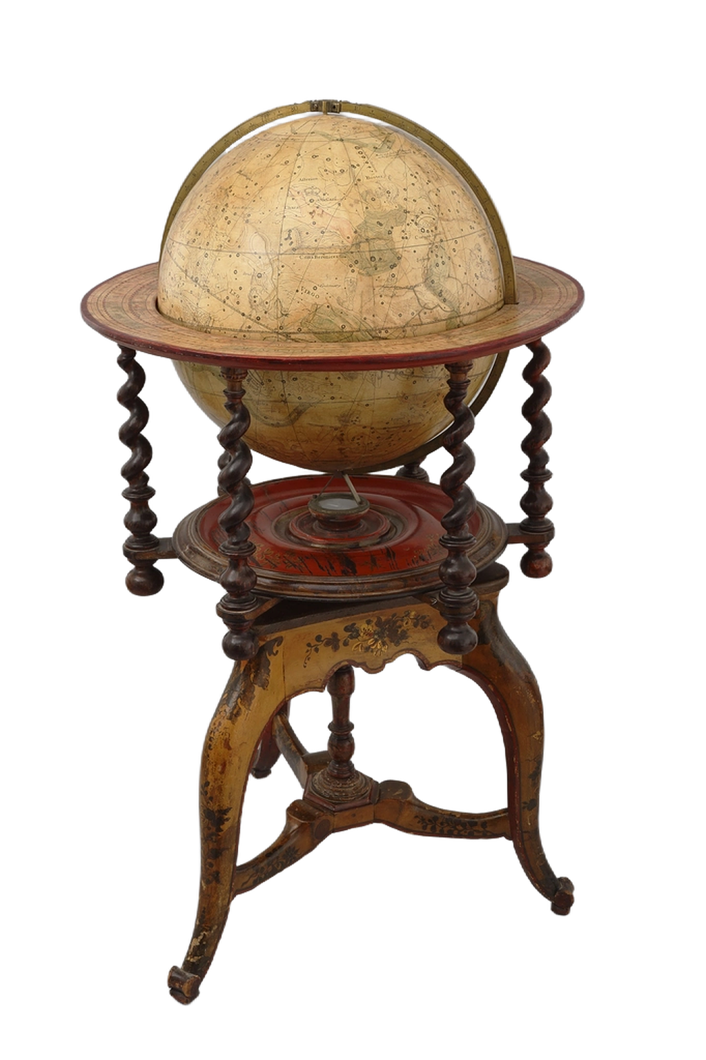 A celestial globe on an ornate carved stand